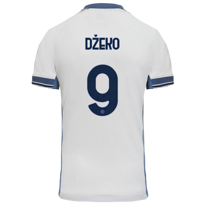 Danxen Bambino Maglia Edin Dzeko #9 Bianco Grigio Kit Gara Away 2024/25 Maglietta
