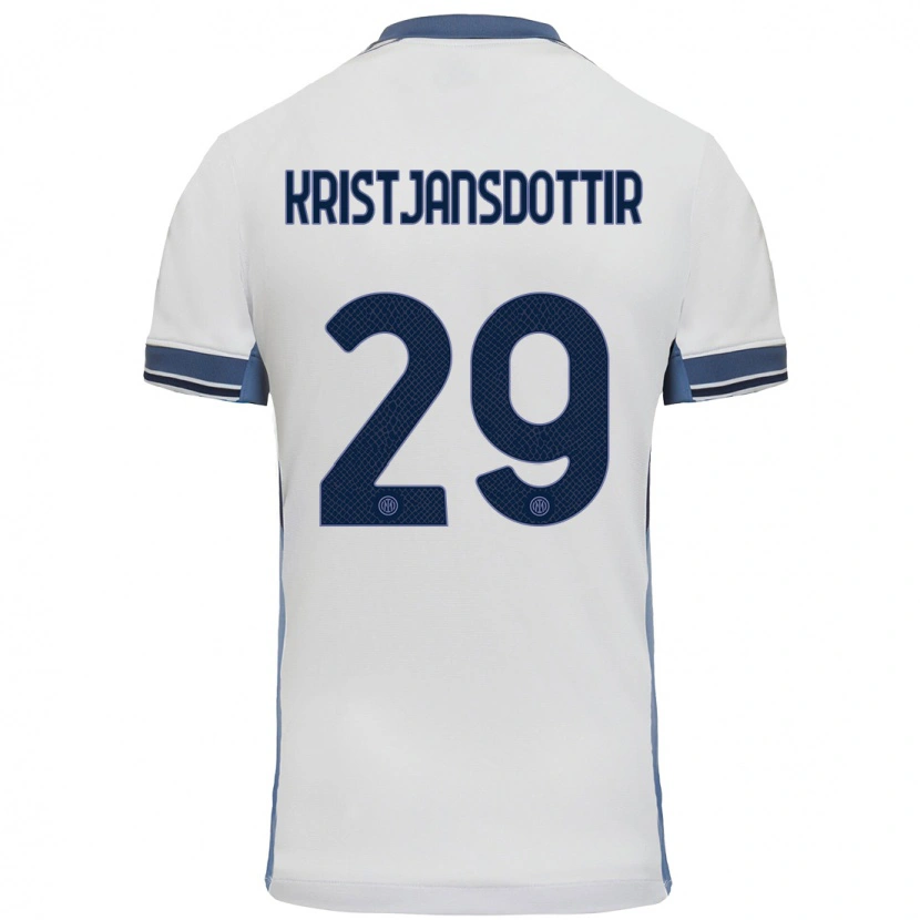 Danxen Bambino Maglia Anna Bjork Kristjansdottir #29 Bianco Grigio Kit Gara Away 2024/25 Maglietta