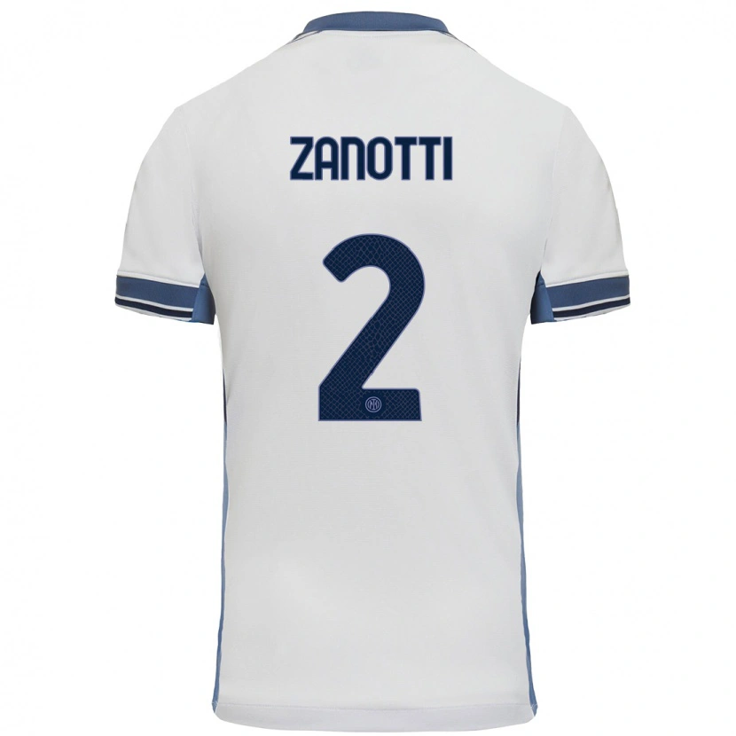 Danxen Bambino Maglia Mattia Zanotti #2 Bianco Grigio Kit Gara Away 2024/25 Maglietta
