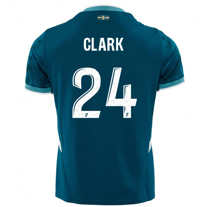Danxen Bambino Maglia Ashley Clark #24 Turchese Blu Kit Gara Away 2024/25 Maglietta