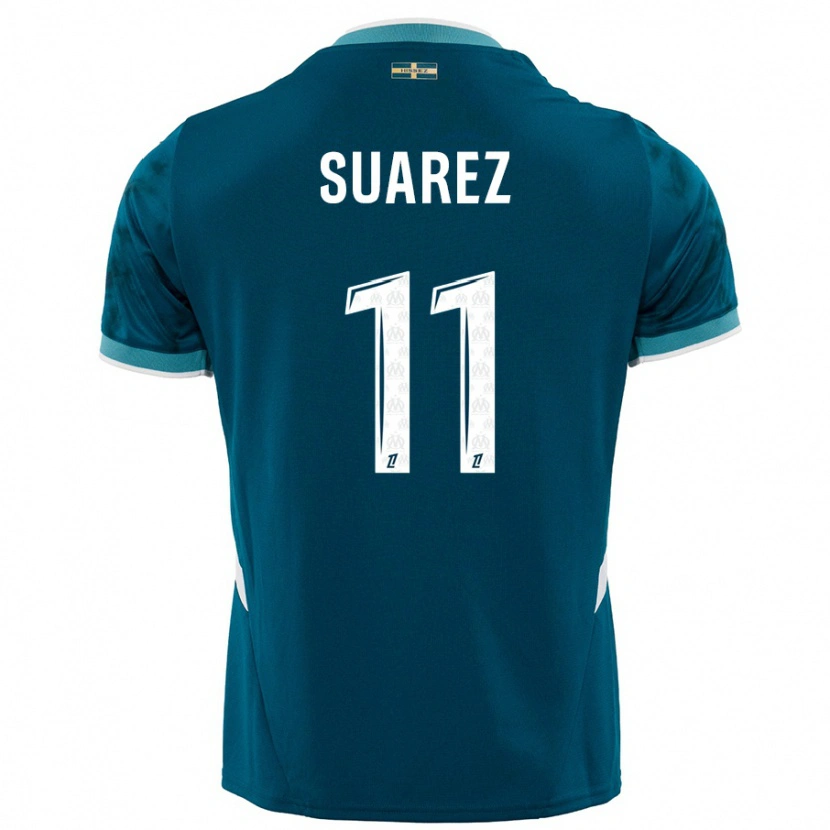 Danxen Bambino Maglia Luis Suarez #11 Turchese Blu Kit Gara Away 2024/25 Maglietta