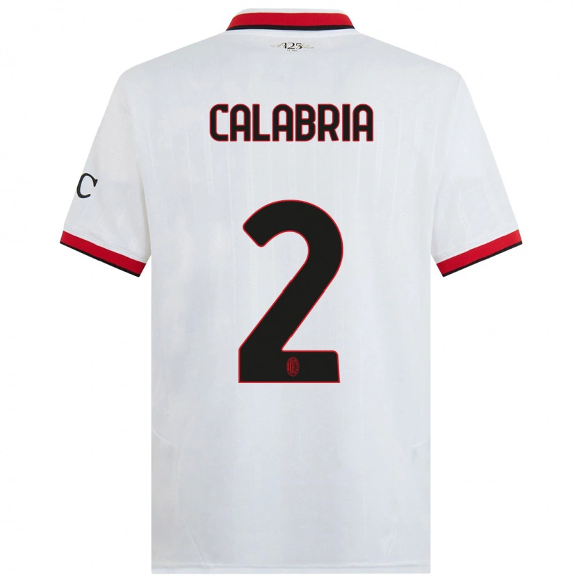 Danxen Bambino Maglia Davide Calabria #2 Bianco Nero Rosso Kit Gara Away 2024/25 Maglietta