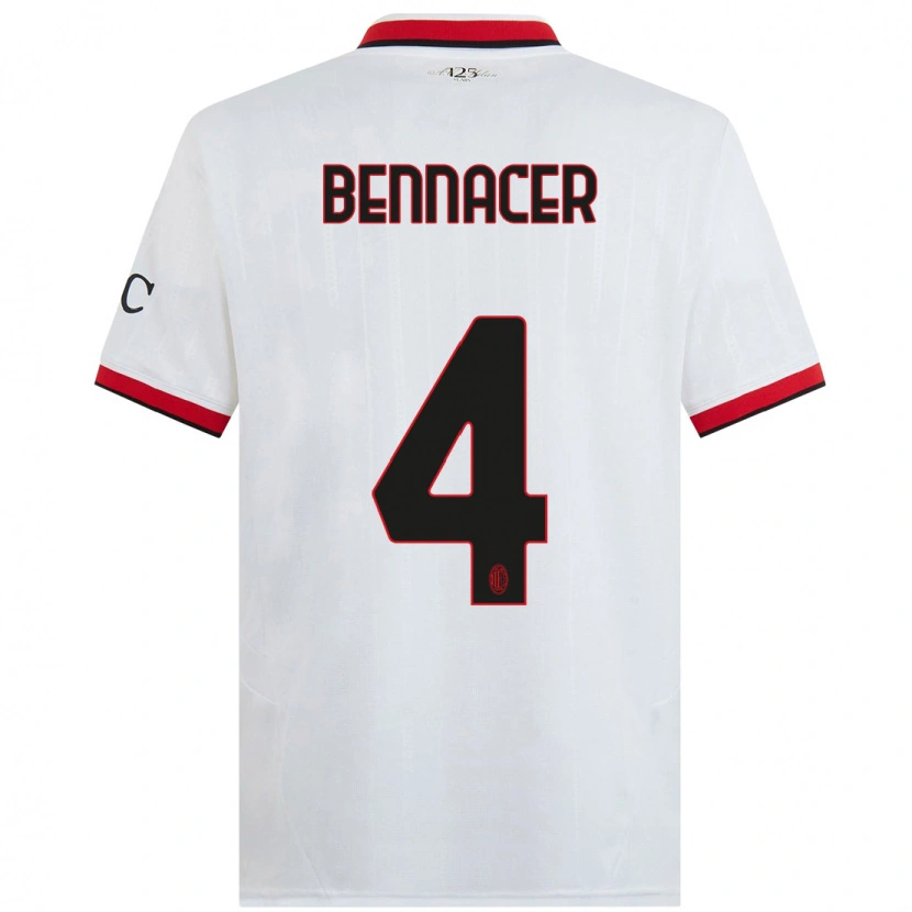 Danxen Bambino Maglia Ismaël Bennacer #4 Bianco Nero Rosso Kit Gara Away 2024/25 Maglietta