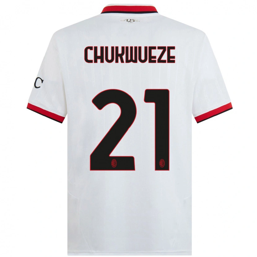 Danxen Bambino Maglia Samuel Chukwueze #21 Bianco Nero Rosso Kit Gara Away 2024/25 Maglietta