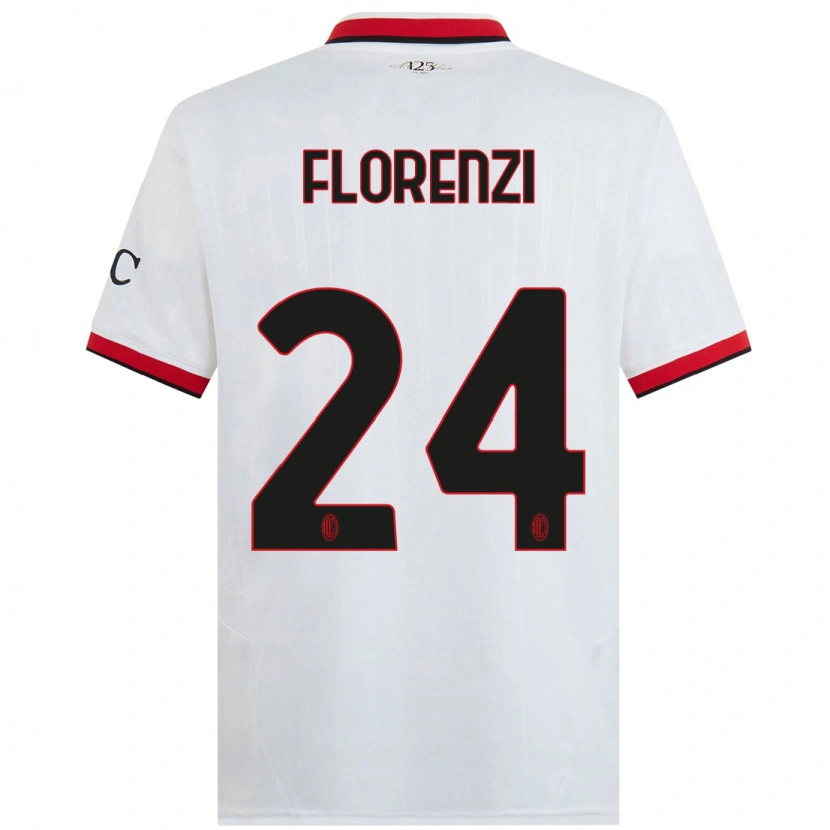 Danxen Bambino Maglia Alessandro Florenzi #24 Bianco Nero Rosso Kit Gara Away 2024/25 Maglietta