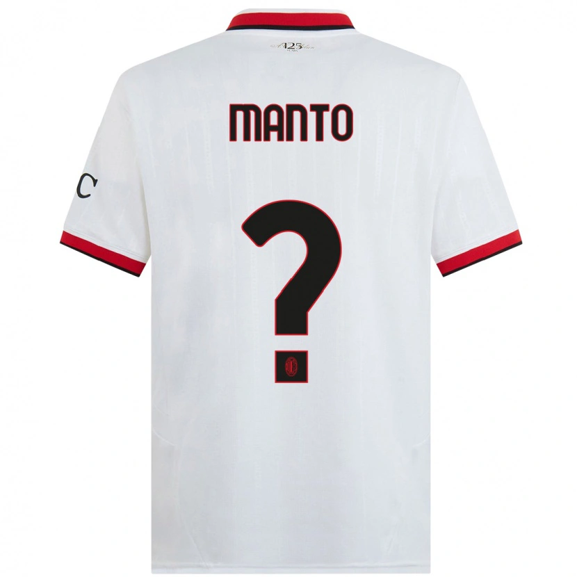 Danxen Bambino Maglia Gaetano Manto #0 Bianco Nero Rosso Kit Gara Away 2024/25 Maglietta
