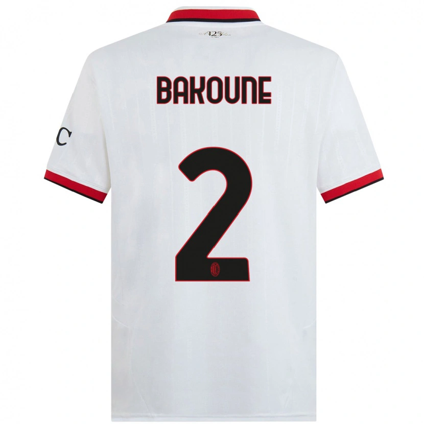 Danxen Bambino Maglia Adam Bakoune #2 Bianco Nero Rosso Kit Gara Away 2024/25 Maglietta