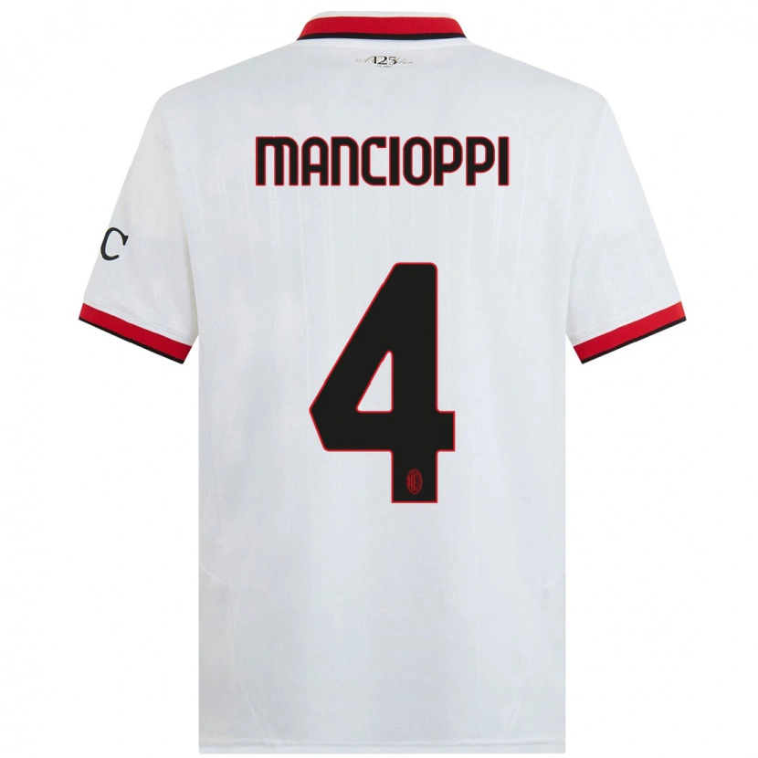 Danxen Bambino Maglia Tommaso Mancioppi #4 Bianco Nero Rosso Kit Gara Away 2024/25 Maglietta