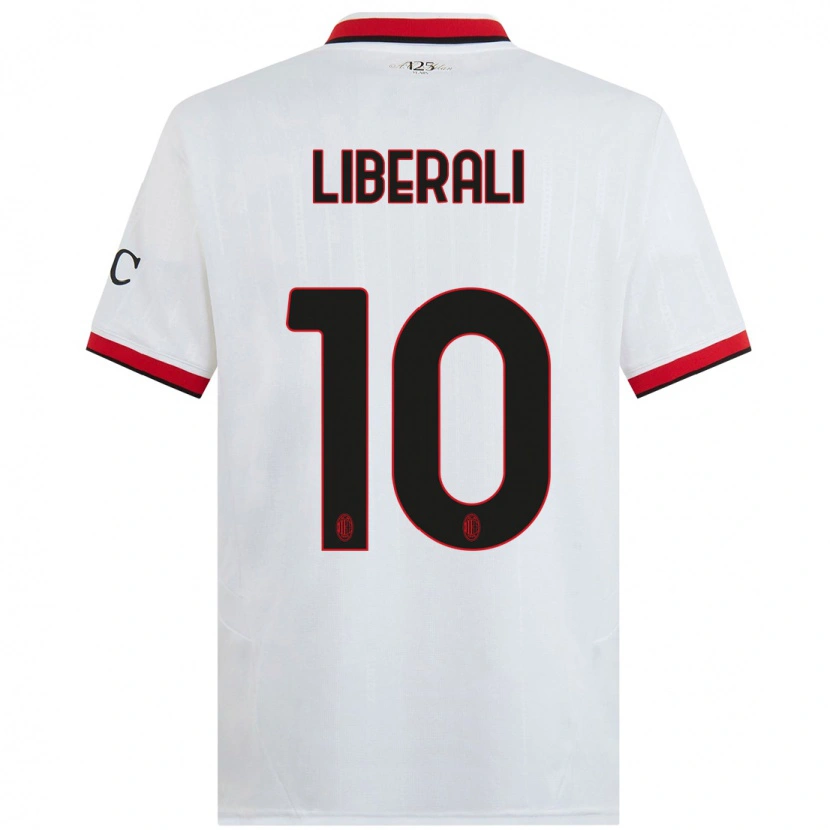 Danxen Bambino Maglia Mattia Liberali #10 Bianco Nero Rosso Kit Gara Away 2024/25 Maglietta