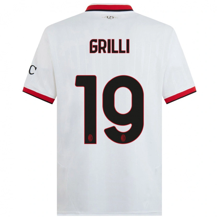 Danxen Bambino Maglia Lorenzo Grilli #19 Bianco Nero Rosso Kit Gara Away 2024/25 Maglietta
