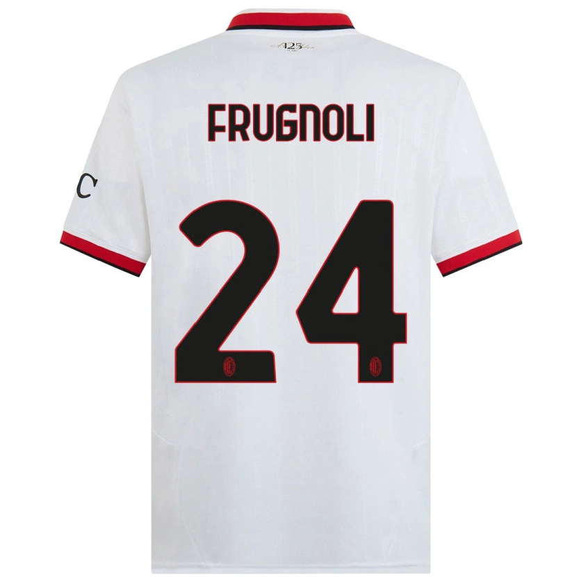Danxen Bambino Maglia Leonardo Frugnoli #24 Bianco Nero Rosso Kit Gara Away 2024/25 Maglietta