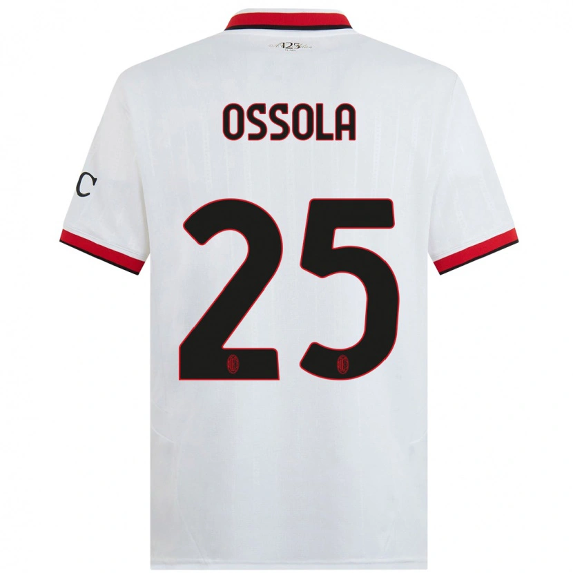 Danxen Bambino Maglia Lorenzo Ossola #25 Bianco Nero Rosso Kit Gara Away 2024/25 Maglietta