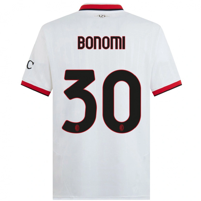 Danxen Bambino Maglia Alessandro Bonomi #30 Bianco Nero Rosso Kit Gara Away 2024/25 Maglietta