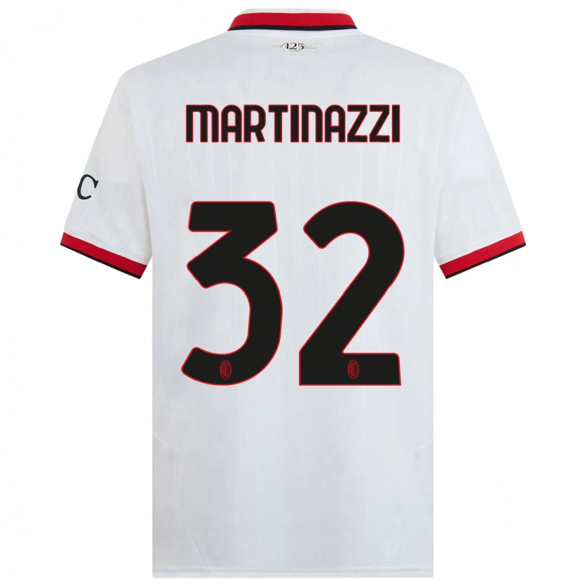 Danxen Bambino Maglia Luca Martinazzi #32 Bianco Nero Rosso Kit Gara Away 2024/25 Maglietta