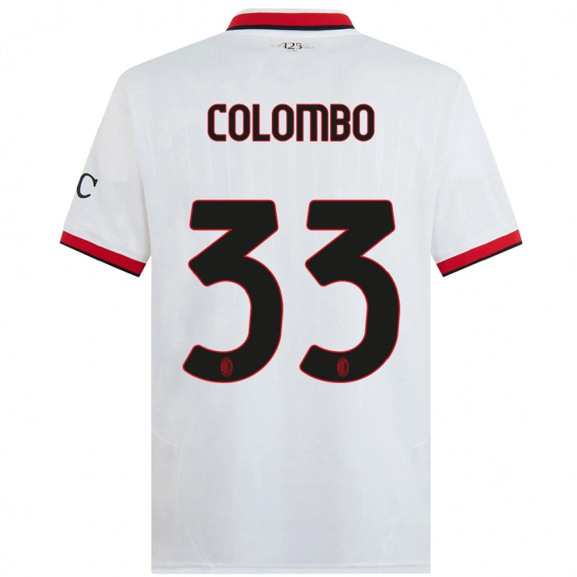 Danxen Bambino Maglia Federico Colombo #33 Bianco Nero Rosso Kit Gara Away 2024/25 Maglietta