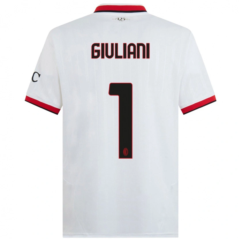 Danxen Bambino Maglia Laura Giuliani #1 Bianco Nero Rosso Kit Gara Away 2024/25 Maglietta