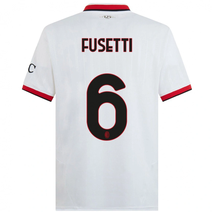 Danxen Bambino Maglia Laura Fusetti #6 Bianco Nero Rosso Kit Gara Away 2024/25 Maglietta