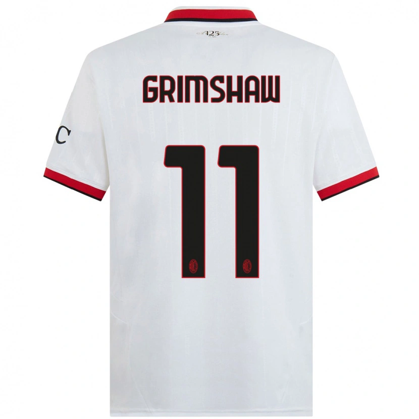 Danxen Bambino Maglia Christy Grimshaw #11 Bianco Nero Rosso Kit Gara Away 2024/25 Maglietta