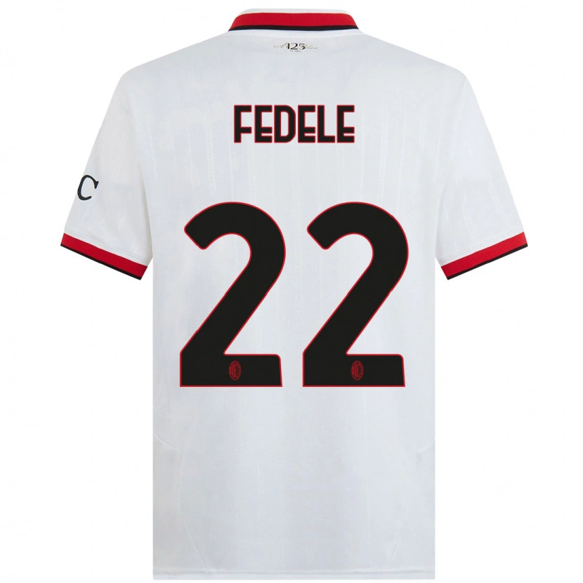 Danxen Bambino Maglia Noemi Fedele #22 Bianco Nero Rosso Kit Gara Away 2024/25 Maglietta