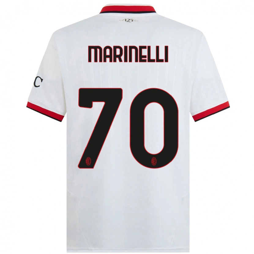 Danxen Bambino Maglia Gloria Marinelli #70 Bianco Nero Rosso Kit Gara Away 2024/25 Maglietta