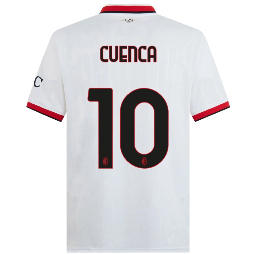 Danxen Bambino Maglia Hugo Cuenca #10 Bianco Nero Rosso Kit Gara Away 2024/25 Maglietta