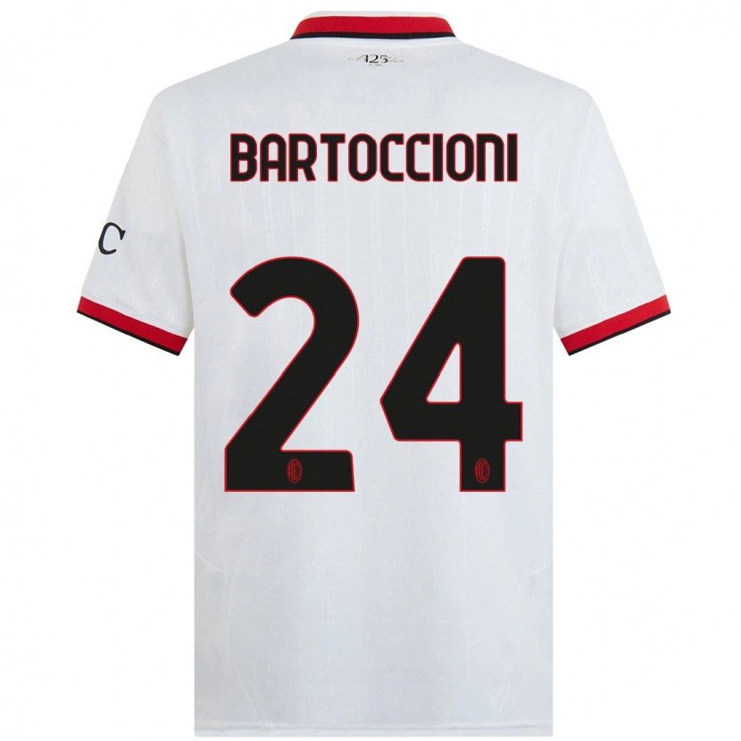 Danxen Bambino Maglia Andrea Bartoccioni #24 Bianco Nero Rosso Kit Gara Away 2024/25 Maglietta