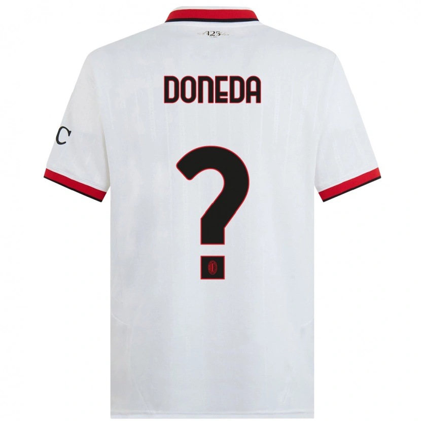 Danxen Bambino Maglia Paolo Doneda #0 Bianco Nero Rosso Kit Gara Away 2024/25 Maglietta