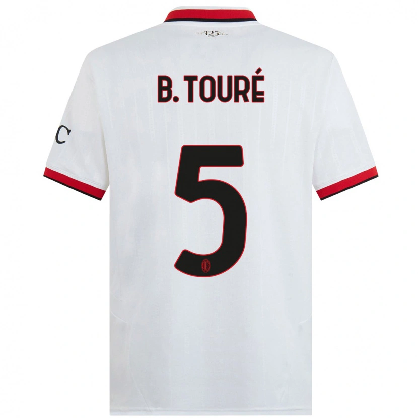Danxen Bambino Maglia Fode Ballo-Toure #5 Bianco Nero Rosso Kit Gara Away 2024/25 Maglietta