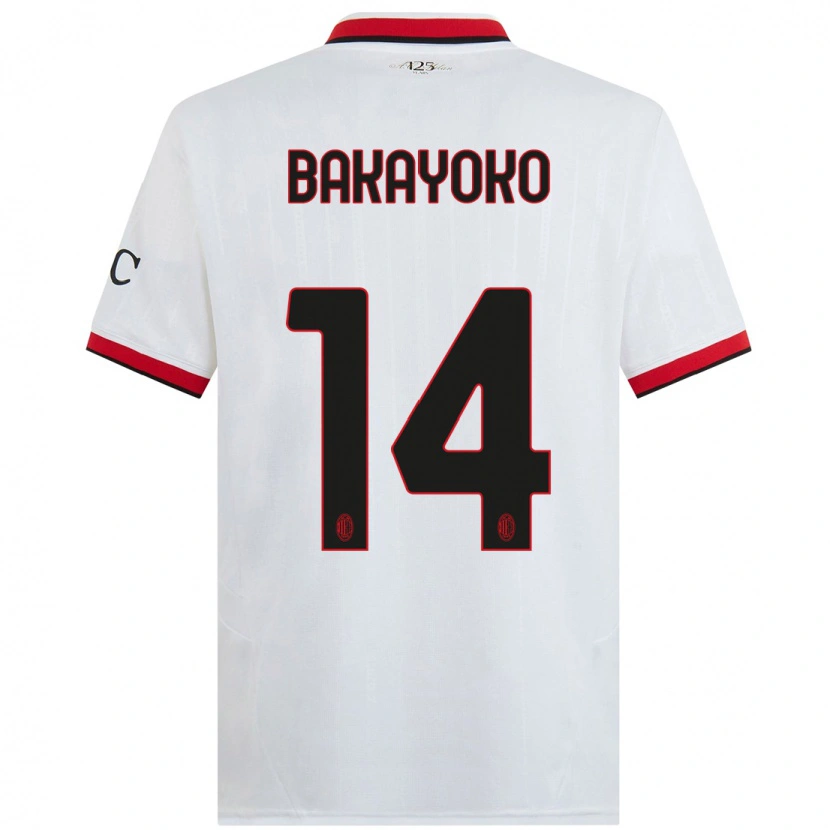 Danxen Bambino Maglia Tiemoue Bakayoko #14 Bianco Nero Rosso Kit Gara Away 2024/25 Maglietta