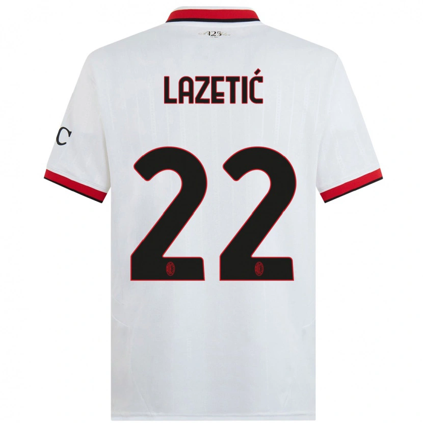 Danxen Bambino Maglia Marko Lazetic #22 Bianco Nero Rosso Kit Gara Away 2024/25 Maglietta