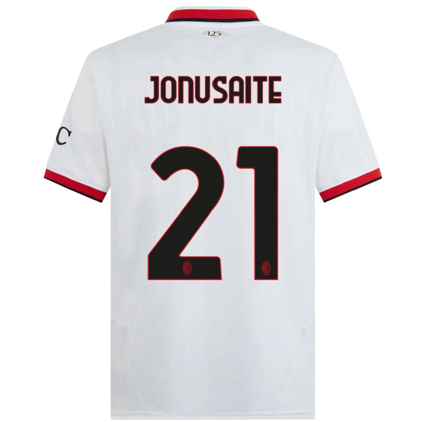 Danxen Bambino Maglia Rimante Jonusaite #21 Bianco Nero Rosso Kit Gara Away 2024/25 Maglietta