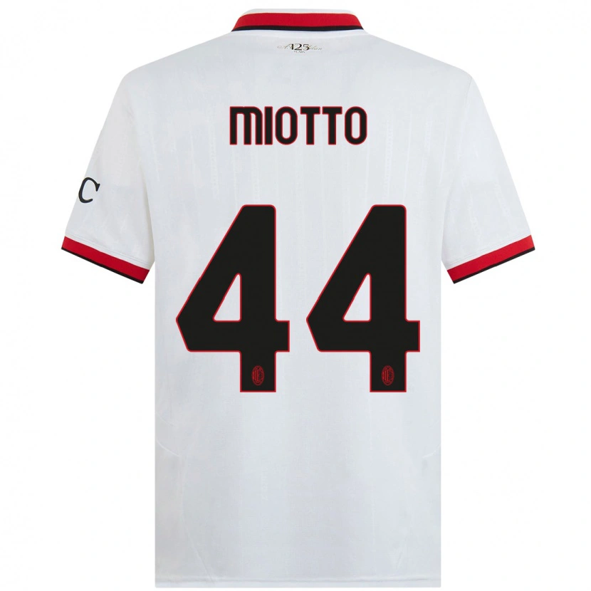 Danxen Bambino Maglia Giorgia Miotto #44 Bianco Nero Rosso Kit Gara Away 2024/25 Maglietta