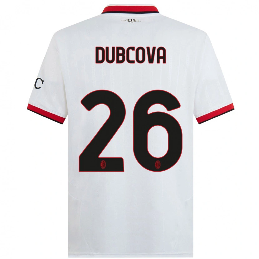 Danxen Bambino Maglia Michaela Dubcova #26 Bianco Nero Rosso Kit Gara Away 2024/25 Maglietta