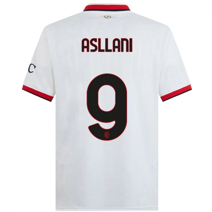 Danxen Bambino Maglia Kosovare Asllani #9 Bianco Nero Rosso Kit Gara Away 2024/25 Maglietta