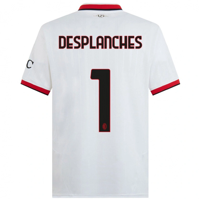 Danxen Bambino Maglia Sebastiano Desplanches #1 Bianco Nero Rosso Kit Gara Away 2024/25 Maglietta