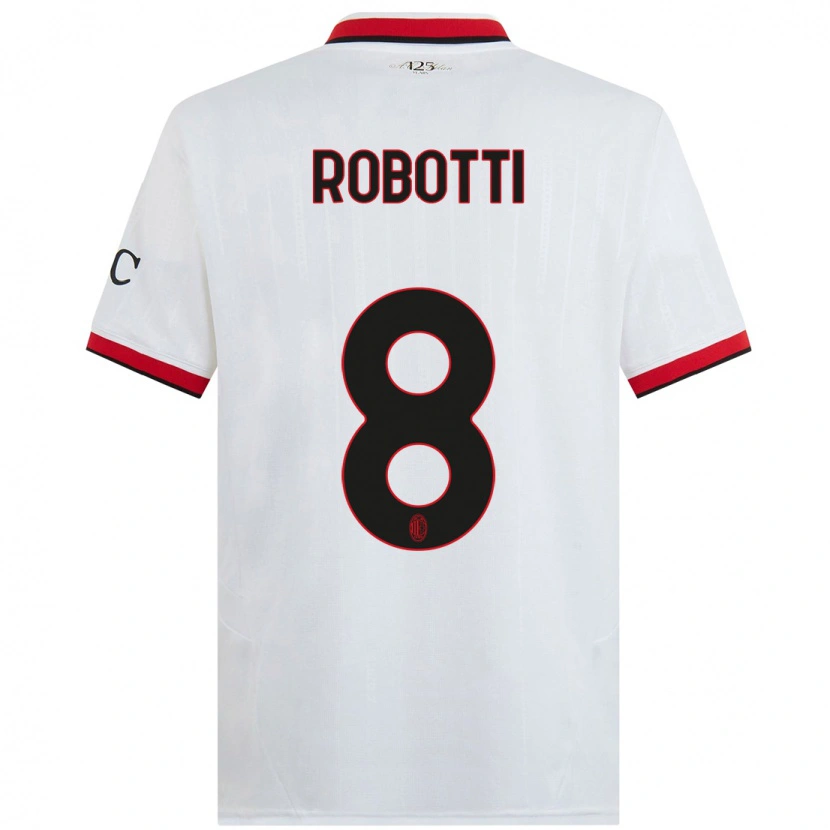 Danxen Bambino Maglia Giovanni Robotti #8 Bianco Nero Rosso Kit Gara Away 2024/25 Maglietta