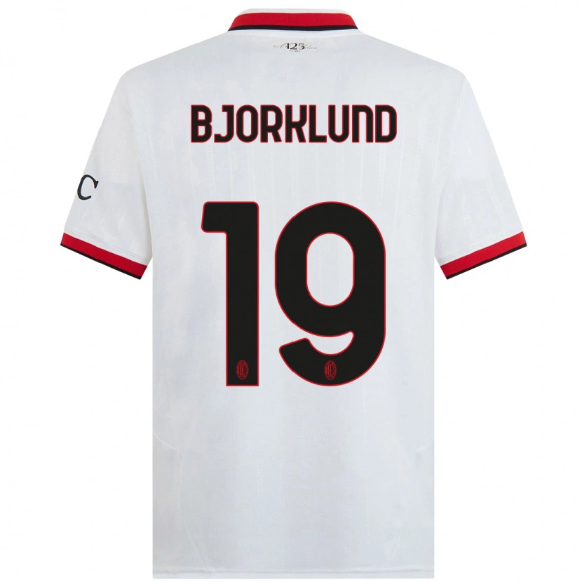 Danxen Bambino Maglia Lukas Bjorklund #19 Bianco Nero Rosso Kit Gara Away 2024/25 Maglietta