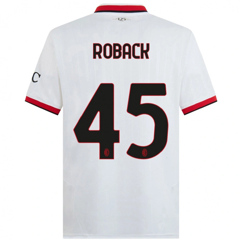 Danxen Bambino Maglia Emil Roback #45 Bianco Nero Rosso Kit Gara Away 2024/25 Maglietta