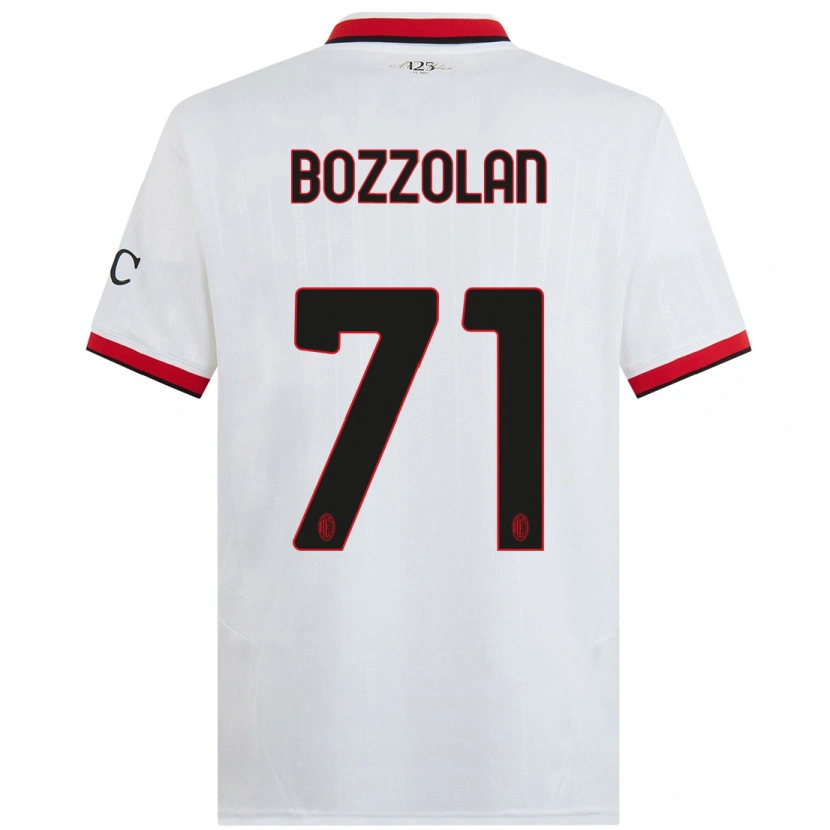 Danxen Bambino Maglia Andrea Bozzolan #71 Bianco Nero Rosso Kit Gara Away 2024/25 Maglietta