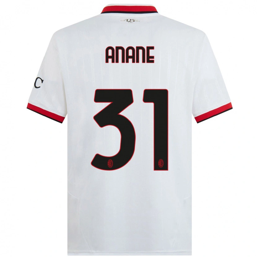 Danxen Bambino Maglia Emmanuel Anane #31 Bianco Nero Rosso Kit Gara Away 2024/25 Maglietta