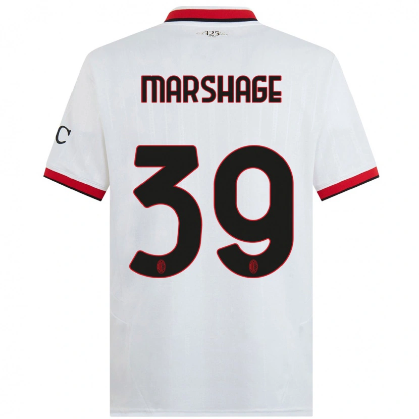 Danxen Bambino Maglia Wilgot Marshage #39 Bianco Nero Rosso Kit Gara Away 2024/25 Maglietta