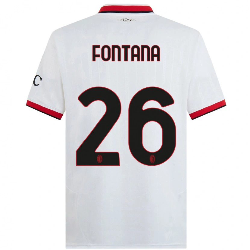 Danxen Bambino Maglia Francesco Fontana #26 Bianco Nero Rosso Kit Gara Away 2024/25 Maglietta
