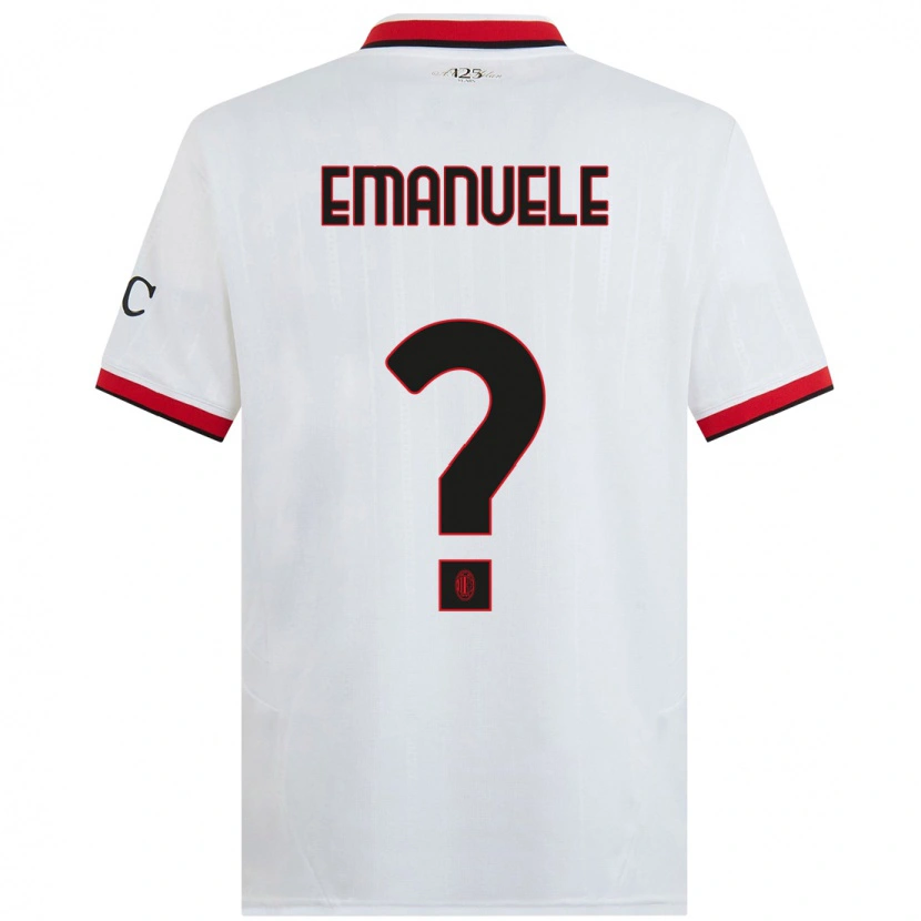 Danxen Bambino Maglia Emanuele Benedetti #0 Bianco Nero Rosso Kit Gara Away 2024/25 Maglietta