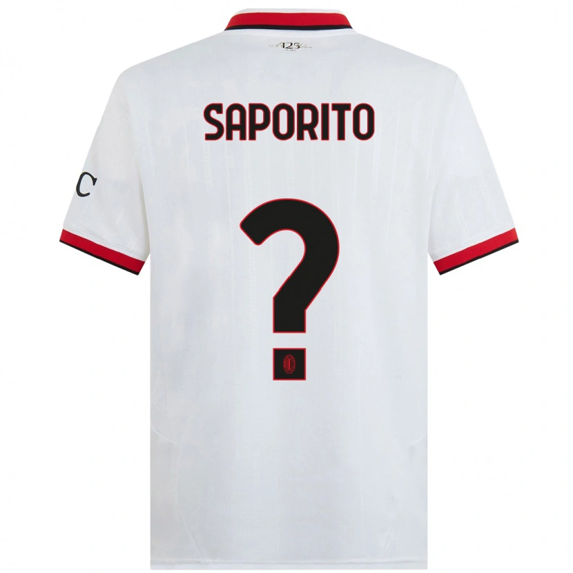Danxen Bambino Maglia Riccardo Saporito #0 Bianco Nero Rosso Kit Gara Away 2024/25 Maglietta