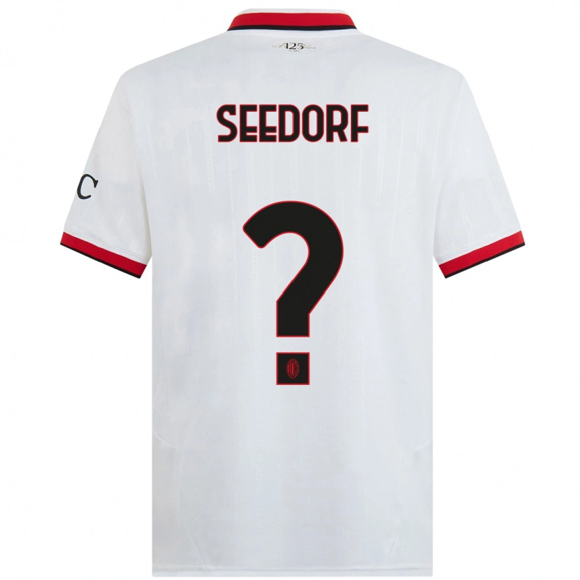 Danxen Bambino Maglia Denzel Viana Seedorf #0 Bianco Nero Rosso Kit Gara Away 2024/25 Maglietta