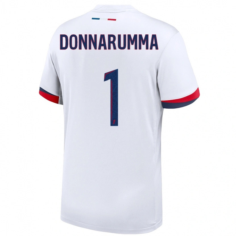 Danxen Bambino Maglia Gianluigi Donnarumma #1 Bianco Blu Rosso Kit Gara Away 2024/25 Maglietta