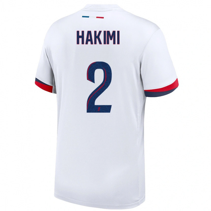 Danxen Bambino Maglia Achraf Hakimi #2 Bianco Blu Rosso Kit Gara Away 2024/25 Maglietta