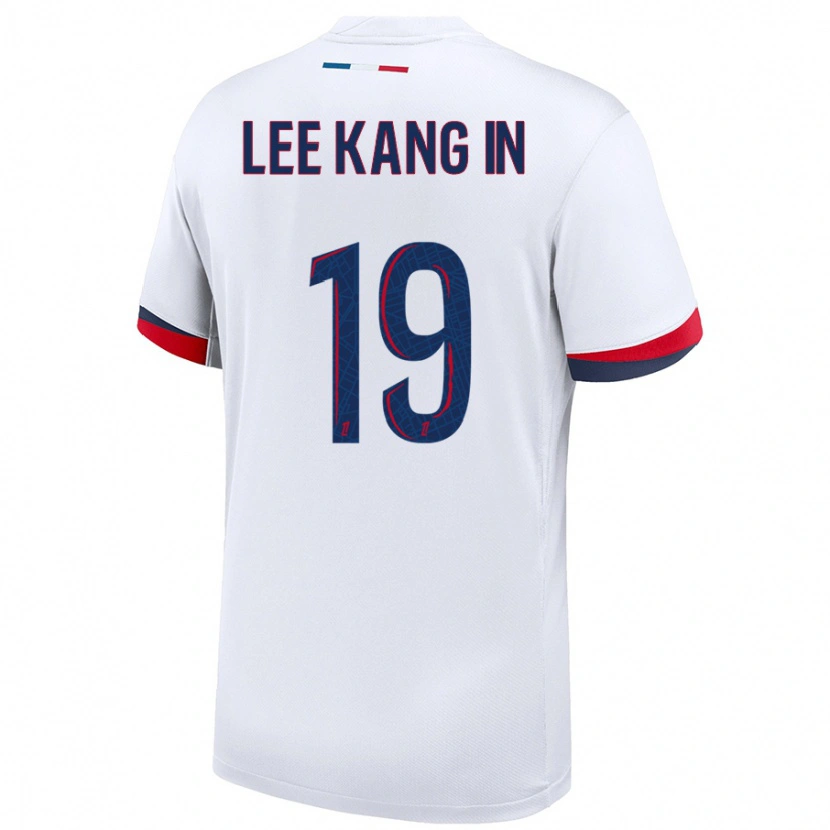 Danxen Bambino Maglia Kang-In Lee #19 Bianco Blu Rosso Kit Gara Away 2024/25 Maglietta