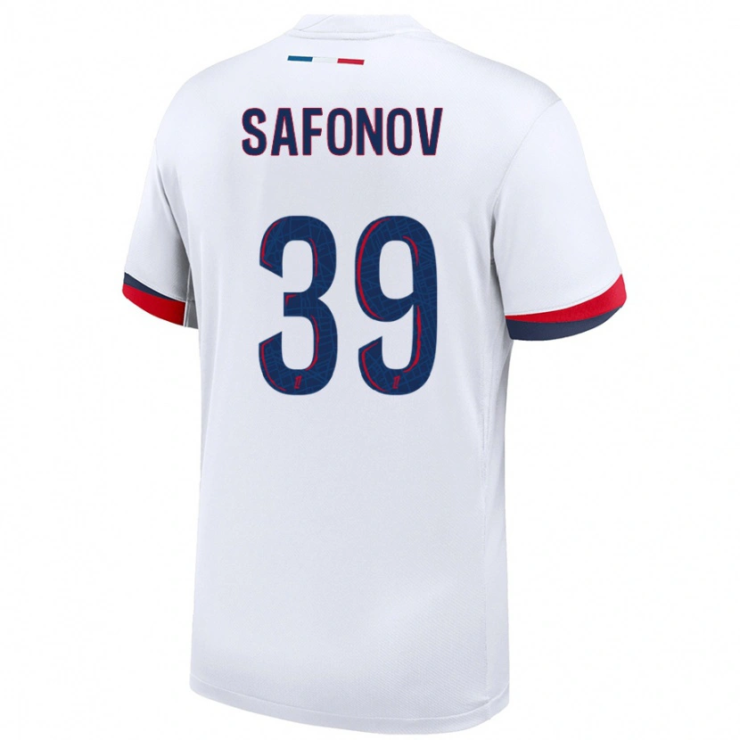 Danxen Bambino Maglia Matvey Safonov #39 Bianco Blu Rosso Kit Gara Away 2024/25 Maglietta