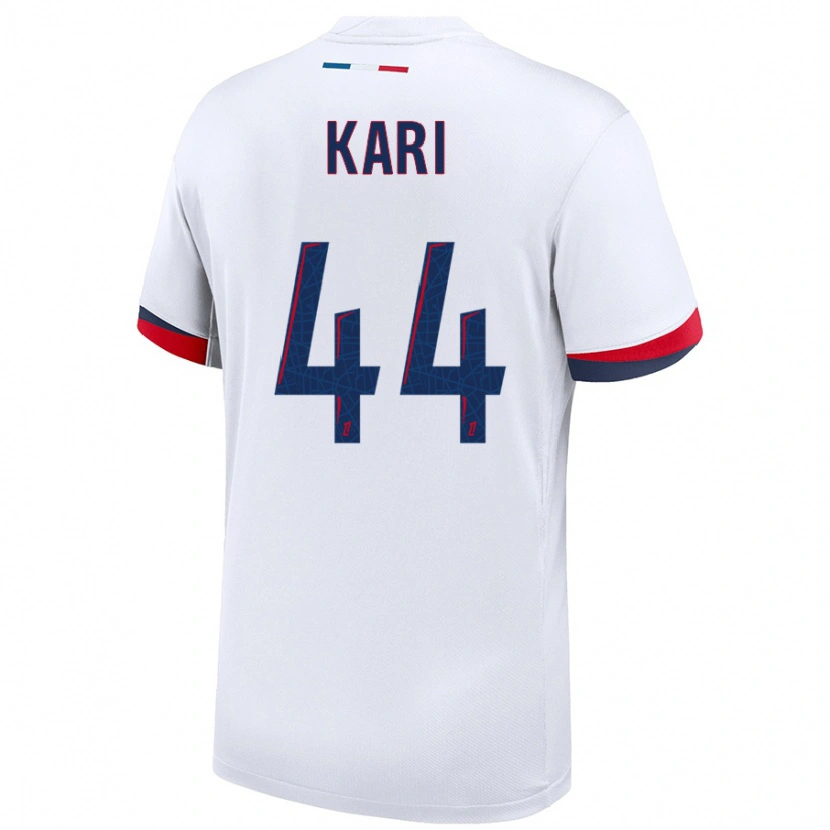 Danxen Bambino Maglia Ayman Kari #44 Bianco Blu Rosso Kit Gara Away 2024/25 Maglietta